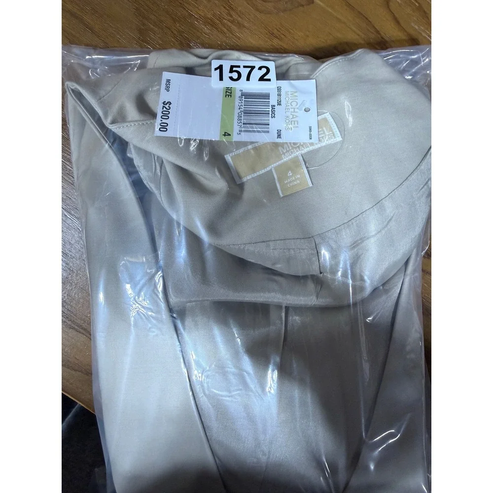 Michael Kors Blazer Women 4 Dune Beige Open Front Zip Pocket QS51B112UE